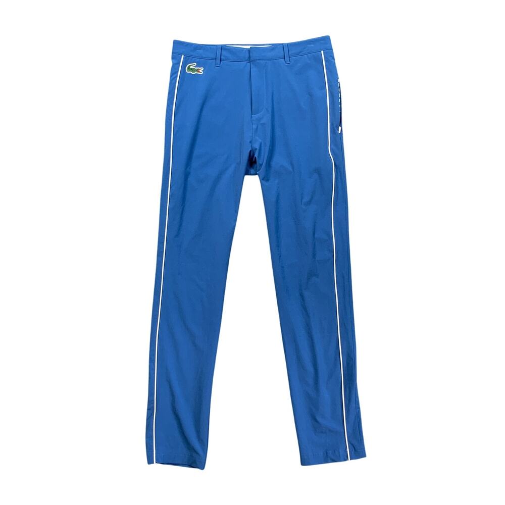 Lacoste Sport Pants Mens 32 Astral Blue Regular Fit Contrast Piped Stretch Chino